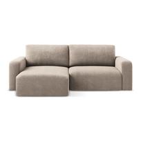 Smėlio spalvos sulankstoma/su sandėliavimo vieta kampinė sofa iš šenilinio audinio (su kairiuoju kampu/su gultu) Kona – Makamii