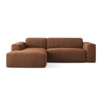 Terakotos spalvos kampinė sofa (su kairiuoju kampu/su gultu) Keli – Makamii
