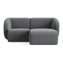 Pilkos spalvos kampinė sofa iš velveto (su dešiniuoju kampu/su gultu) Lani – Makamii