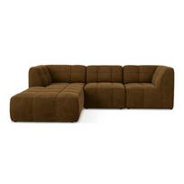 Garstyčių spalvos kampinė sofa iš velveto (su kairiuoju kampu/su gultu) Aloha – Makamii