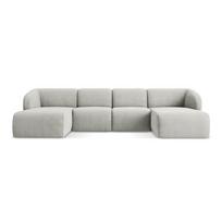Šviesiai pilkos spalvos kampinė sofa iš šenilinio audinio („U“ formos) Lani – Makamii