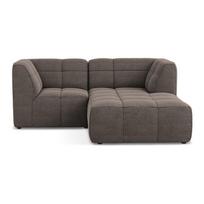 Rudos spalvos kampinė sofa iš boucle (su dešiniuoju kampu/su gultu) Aloha – Makamii