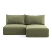 Žalios spalvos sulankstoma/su sandėliavimo vieta kampinė sofa iš velveto (su dešiniuoju kampu/su gultu) Kalena – Makamii