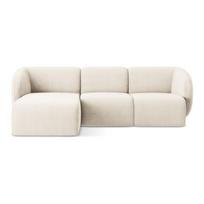 Smėlio spalvos kampinė sofa iš šenilinio audinio (su kairiuoju kampu/su gultu) Lani – Makamii