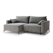 Pilkos spalvos sulankstoma/su sandėliavimo vieta kampinė sofa iš šenilinio audinio (su kairiuoju kampu/su gultu) Leon – Maison de Rêve