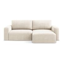 Kreminės spalvos sulankstoma/su sandėliavimo vieta kampinė sofa iš šenilinio audinio (su dešiniuoju kampu/su gultu) Kona – Makamii