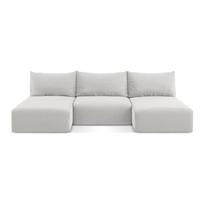 Šviesiai pilkos spalvos sulankstoma/su sandėliavimo vieta kampinė sofa iš velveto („U“ formos) Kalena – Makamii