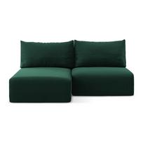 Tamsiai žalios spalvos sulankstoma/su sandėliavimo vieta kampinė sofa iš velveto (su kairiuoju kampu/su gultu) Kalena – Makamii