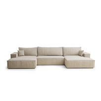 Smėlio spalvos sulankstoma/su sandėliavimo vieta kampinė sofa iš šenilinio audinio („U“ formos) Kyoto – Maison de Rêve