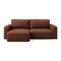 Terakotos spalvos sulankstoma/su sandėliavimo vieta kampinė sofa iš kordinio velveto (su kairiuoju kampu/su gultu) Kona – Makamii