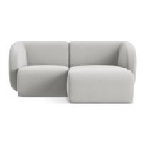 Šviesiai pilkos spalvos kampinė sofa iš velveto (su dešiniuoju kampu/su gultu) Lani – Makamii