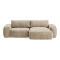 Šviesiai rudos spalvos sulankstoma kampinė sofa iš šenilinio audinio (su dešiniuoju kampu/su gultu) Kuki – Makamii