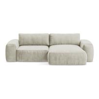 Smėlio spalvos sulankstoma kampinė sofa iš šenilinio audinio (su dešiniuoju kampu/su gultu) Kuki – Makamii