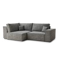 Pilkos spalvos sulankstoma/su sandėliavimo vieta kampinė sofa iš šenilinio audinio (su kairiuoju kampu/„L“ formos) Tonga – Maison de Rêve