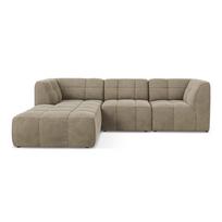 Rudos spalvos kampinė sofa iš velveto (su kairiuoju kampu/su gultu) Aloha – Makamii