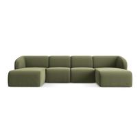 Žalios spalvos kampinė sofa iš velveto („U“ formos) Lani – Makamii