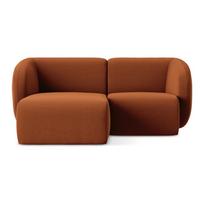 Terakotos spalvos kampinė sofa iš velveto (su kairiuoju kampu/su gultu) Lani – Makamii