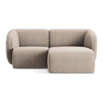 Šviesiai rudos spalvos kampinė sofa iš šenilinio audinio (su dešiniuoju kampu/su gultu) Lani – Makamii