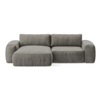 Pilkos spalvos sulankstoma kampinė sofa iš šenilinio audinio (su kairiuoju kampu/su gultu) Kuki – Makamii