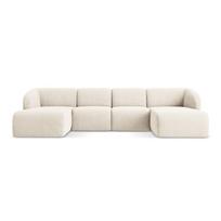 Smėlio spalvos kampinė sofa iš šenilinio audinio („U“ formos) Lani – Makamii