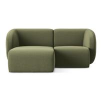 Žalios spalvos kampinė sofa iš velveto (su kairiuoju kampu/su gultu) Lani – Makamii