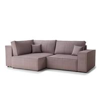 Violetinės spalvos sulankstoma/su sandėliavimo vieta kampinė sofa iš kordinio velveto (su kairiuoju kampu/„L“ formos) Tonga – Maison de Rêve