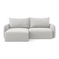 Šviesiai pilkos spalvos sulankstoma/su sandėliavimo vieta kampinė sofa iš velveto (su kairiuoju kampu/su gultu) Kalena – Makamii