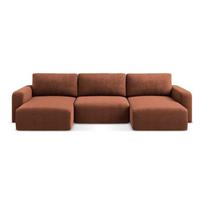 Terakotos spalvos sulankstoma/su sandėliavimo vieta kampinė sofa iš šenilinio audinio („U“ formos) Kona – Makamii
