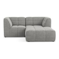 Pilkos spalvos kampinė sofa iš boucle (su dešiniuoju kampu/su gultu) Aloha – Makamii