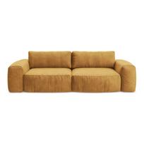 Garstyčių spalvos sulankstoma sofa iš šenilinio audinio 275 cm Kuki – Makamii