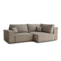 Smėlio spalvos sulankstoma/su sandėliavimo vieta kampinė sofa iš kordinio velveto (su dešiniuoju kampu/„L“ formos) Tonga – Maison de Rêve