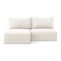Kreminės spalvos sulankstoma/su sandėliavimo vieta kampinė sofa iš velveto (su kairiuoju kampu/su gultu) Kalena – Makamii
