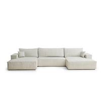 Kreminės spalvos sulankstoma/su sandėliavimo vieta kampinė sofa iš šenilinio audinio („U“ formos) Kyoto – Maison de Rêve