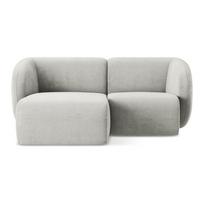 Šviesiai pilkos spalvos kampinė sofa iš šenilinio audinio (su kairiuoju kampu/su gultu) Lani – Makamii