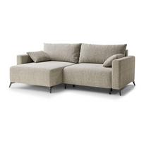 Smėlio spalvos sulankstoma/su sandėliavimo vieta kampinė sofa iš šenilinio audinio (su kairiuoju kampu/su gultu) Leon – Maison de Rêve