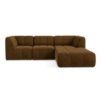 Garstyčių spalvos kampinė sofa iš velveto (su dešiniuoju kampu/su gultu) Aloha – Makamii