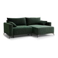 Tamsiai žalios spalvos sulankstoma/su sandėliavimo vieta kampinė sofa iš šenilinio audinio (su dešiniuoju kampu/su gultu) Leon – Maison de Rêve