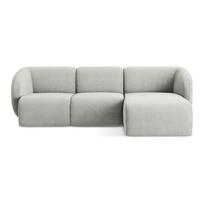 Šviesiai pilkos spalvos kampinė sofa iš šenilinio audinio (su dešiniuoju kampu/su gultu) Lani – Makamii