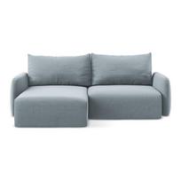 Mėlynos spalvos sulankstoma/su sandėliavimo vieta kampinė sofa iš velveto (su kairiuoju kampu/su gultu) Kalena – Makamii