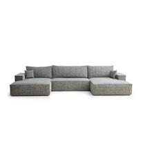 Pilkos spalvos sulankstoma/su sandėliavimo vieta kampinė sofa iš šenilinio audinio („U“ formos) Kyoto – Maison de Rêve