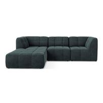 Mėlynos spalvos kampinė sofa iš velveto (su kairiuoju kampu/su gultu) Aloha – Makamii