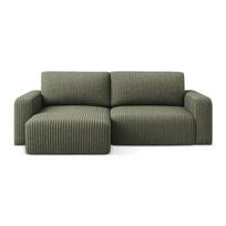 Žalios spalvos sulankstoma/su sandėliavimo vieta kampinė sofa iš kordinio velveto (su kairiuoju kampu/su gultu) Kona – Makamii