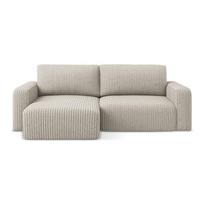 Smėlio spalvos sulankstoma/su sandėliavimo vieta kampinė sofa iš kordinio velveto (su kairiuoju kampu/su gultu) Kona – Makamii