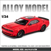 Simuliacija 1:24 Dodge Challenger Hellcat Redeye lydinio automobilio modelio garsas ir lengvas žaislas vaikams gimtadienio dovana Miniatiūrinė Voiture balta
