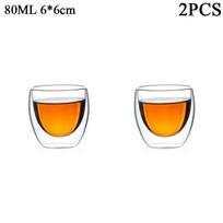 80ML/150ML 2-18 VNT Dvisienis Stiklinis Kung Fu Arbatos Puodelis Skaidrus Kavos Pieno Vandens Puodelis Aukšto Borosilikatinio Stiklo Gėrimų Indai Arbatos Rinkinys Ship within 24 hours orange