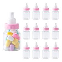 12Pcs Baby Bottle Baby Shower Favor Plastic Candy Bottle Mini Feeding Bottle for Birthday Baby Shower Gift Decor 9x4x4cm