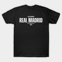 Men Black Print T-shirt Real Madrid No-Cut Transfer Paper Print Cotton Tshirt S juoda
