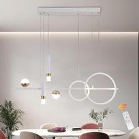 "Eoodis" LED pakabinamas šviestuvas 100 cm apšviečiamas linijinis pakabinamas šviestuvas su nuotolinio valdymo pulteliu Valgomojo stalo pakabinamas šviestuvas virtuvei, valgomajam, svetainei (baltas)