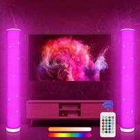 "Lacasa" LED grindų lempa su nuotolinio valdymo pulteliu, 2 RGB spalvų keitimo grindų lempos gyvenamajame kambaryje, baltos šviesos stulpelis, žvaigždėto dangaus dangaus dangtis, LED kampinis šviestuvas, grindų lempa, 10 W, 104 cm aukščio