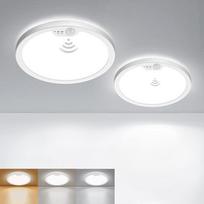 "Matane" [2 vnt.] LED lubų šviestuvas su judesio jutikliu, 18 W lubų šviestuvas su judesio jutikliu, šilta balta / neutrali balta / šalta balta, skirtas miegamajam, prieškambariui, virtuvei, vonios kambariui, balkonui, rūsiui,